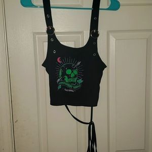 Romwe Sagittarius Skull Graphic Crop Tank Top